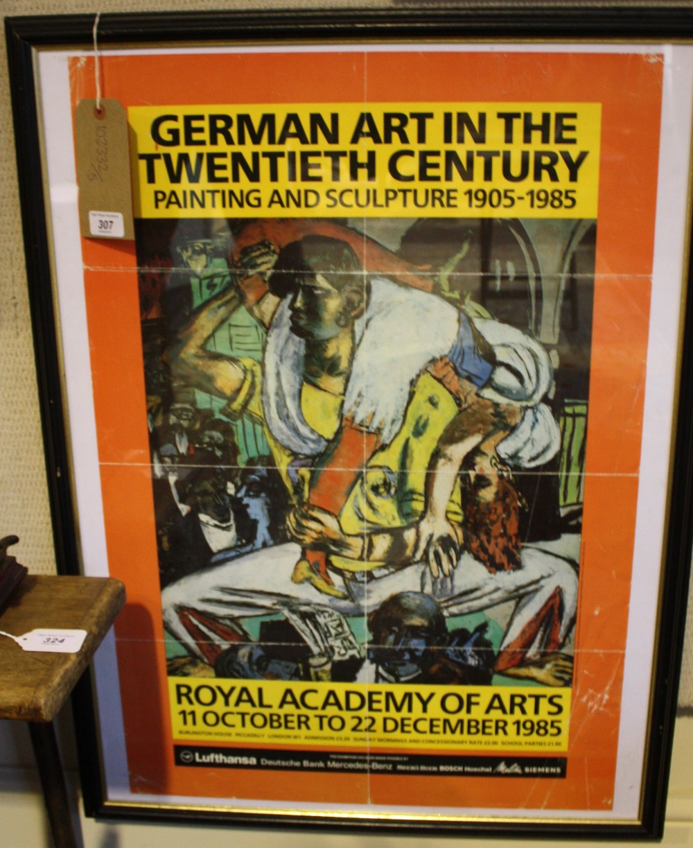 A framed exhibition poster for 'German Art in the 20th Century' at R.A.