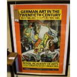 A framed exhibition poster for 'German Art in the 20th Century' at R.A.