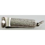 A silver cigar cutter, Birmingham 1901, engraved with foliage.