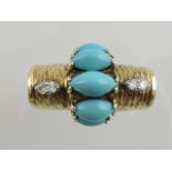 A turquoise and diamond dress ring,