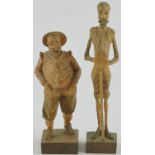 A pair of late 19th Century German carved hardwood figures, Don Quixote and Snacho Panza, H.