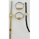 A Brenco ladies' wristwatch, with square dial and 14ct gold case on an expandable strap,