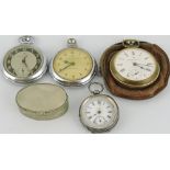 A late 19th Century Continental silver ladies fob watch together with three later Ingersol steel