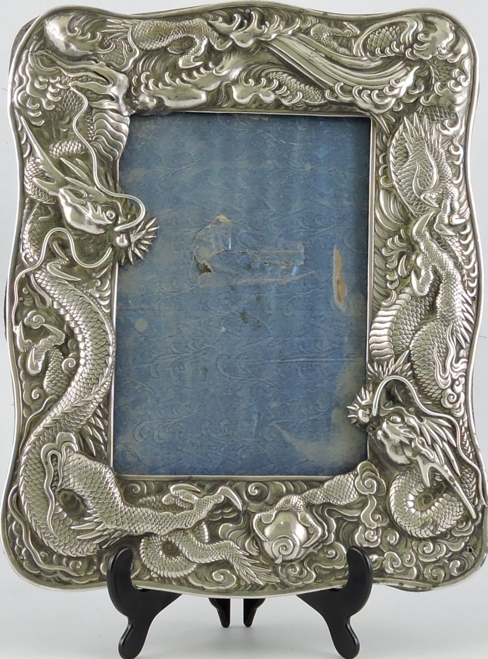An early 20th Century rectangular Chinese white metal photograph frame,