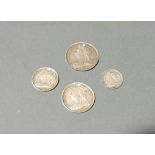 Four Victorian maundy money coins one to four 1894.