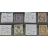 German states, six better stamps on two stock-cards, Hannover, Prussia and Bergendorf,(4).