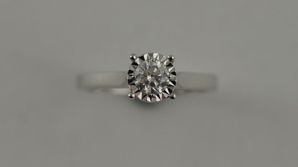 An 18ct white gold diamond solitaire ring, 0.45ct total.