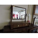 A 19th Century marquetry inlaid, bone mounted rosewood toilet mirror,