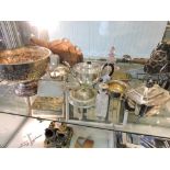 A quantity of assorted Victorian and later platedware including a three piece tea service,
