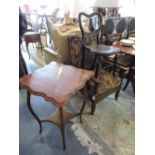 A 1920s neech reclining elbow chair together with a late Victorian occasional table and side chair.