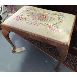 Stool with floral embroidered seat,