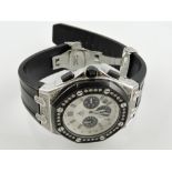A Techno JPM gentlemen's chronograph wristwatch, the steel case with diamond set bezel,
