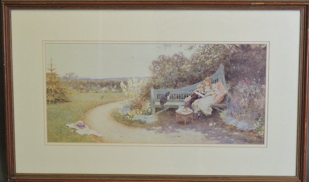 After Thomas James Lloyd (British, 1849-1910) print of The Picture Book, 1903, 24cm x 52cm, framed.