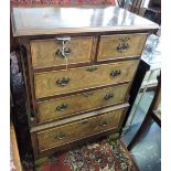 Small flat front chest of drawers with burr walnut drawer fronts,