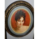 20th century Continental school, portrait of a lady, lithiograph, feigned to oval,