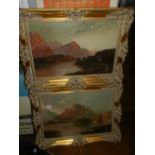 20th century British school. A pair of mountainous landscape studies, oil on canvas, signed lower