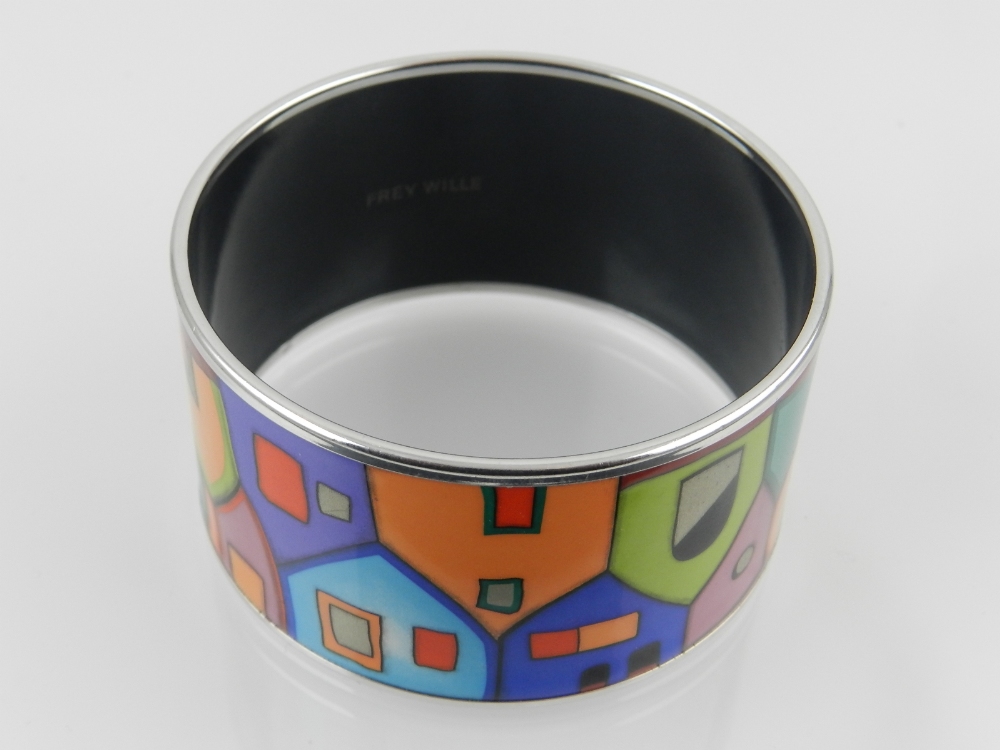 Frey Wille. A polychrome enamelled bangle bracelet.