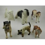 A Melbaware porcelain studios of dogs and a horse,