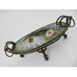 A late 19th century French ormolu mounted white glazed pottery pin dish,