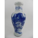 A Chinese hard paste porcelain blue and white baluster vase,