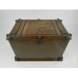 A late 19th / early 20th century German oak cigar box.