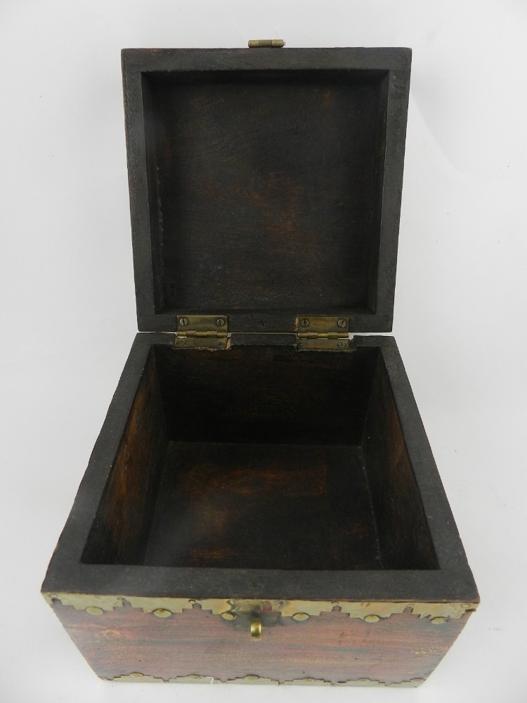 An Indian brass-bound table box. - Image 2 of 2