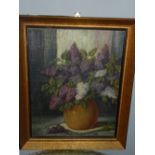 Dolu Delwart (early 20th century Dutch school), A still life study of lilac, oil on canvas, signed