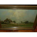 P. de Bruyn (1857-1947) 'Farm Scene', oil on board, signed lower right.