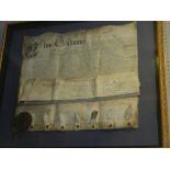 A pair of framed manuscripts, with seals.