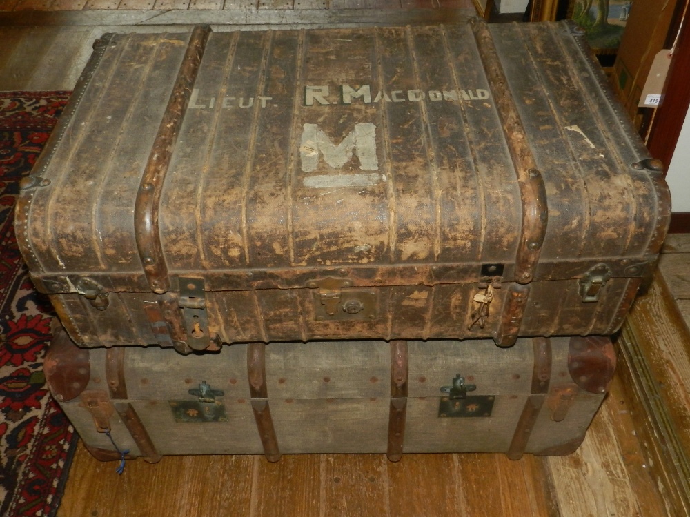 A pair of Victorian travelling trunks.