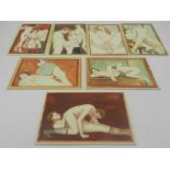 Twelve ivorine panels, painted with erotic scenes.