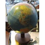 A 1950s German political terrestrial globe, H. 48cm.