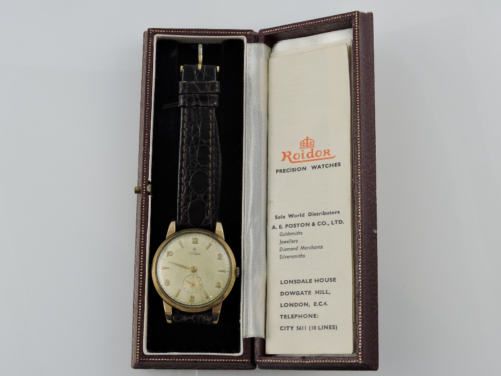 A Roidor 9ct gold gentlemen's wristwatch,