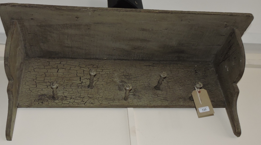 A French provincial style pine hanging coat rack, with scumble paint finish,
