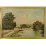 James Isaiah Lewis, Thames at Richmond, oil on canvas, signed lower left, 50x40cm,