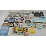 A collection of pilot's airline badges including BA, BMA, Aviateca,