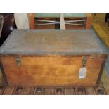 An early 20th Century copper mounted steamer trunk, the cover stencilled 'F.H.