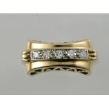 An Art Deco style five-stone diamond dress ring, of linear form on a pierced setting,