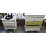 A distressed white painted two drawer chest,