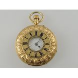 An early 20th century 18ct gold half-hunter pocket watch,