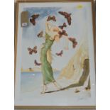 Amanda Lear, Woman with Butterflies, limited edition 193/225, signed in pencil lower right,