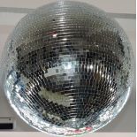 A pair of large glitter balls, fitted with suspension hooks, D. 48cm, (2).