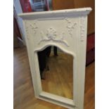 A cream stipple painted wall mirror,