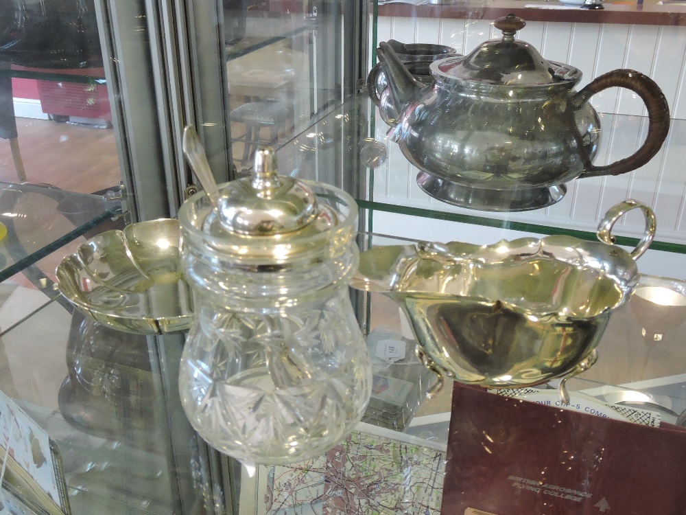 A George V silver lidded cut glass preserve jar,