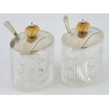 A pair of George VI oval cut glass preserve jars, Mappin & Webb, Sheffield 1936/37,