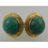 A pair of mid 20th century Continental yellow metal ear studs,