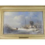 Nicolaas Martinus Wijdoogen (Dutch, 1824-1898), 'Winter', oil on board, signed lower left. H.15cm