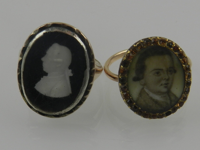 A 19th century yellow gold portrait ring,