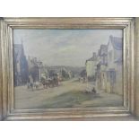 Late 19th / early 20th century British school, study of a town scene, oil on board,