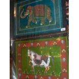 Four late 19th early 20th century Indian miniature paintings, depicting elephants and horses.